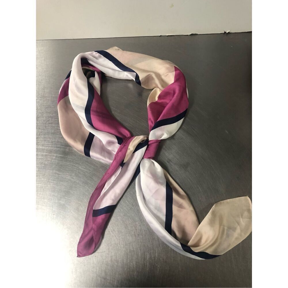 Dana Buchman Women’s Pink Cream and Blue Striped Large Box Scarf